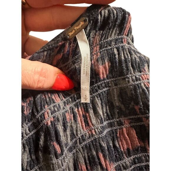 FREE PEOPLE Women’s Black Gray Mauve Long Sleeve Cheetah Leopard Animal Print Da - Picture 3 of 7